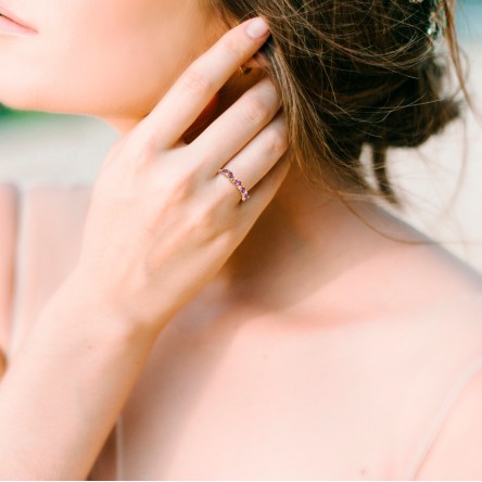 Anillo Olive Oro 18K Ametista Dark y Diamantes