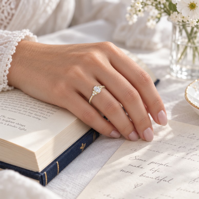 Anillo Mary Oro 18K Topacio y Diamantes