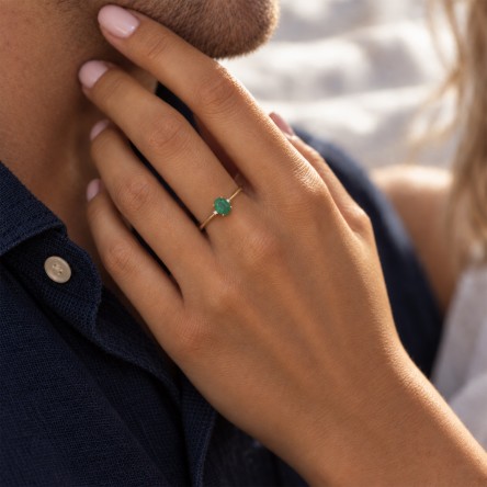 Anillo Stella Oro 18K Esmeralda y Diamantes