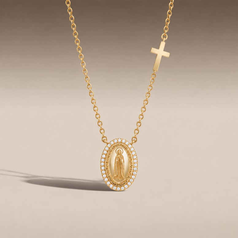 Colar Hope Medalha Nossa Sra De F�tima & Cruz
