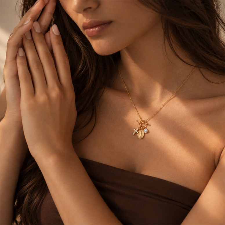 Collar Hope Medalla Nuestra Sra De F�tima & Cruz