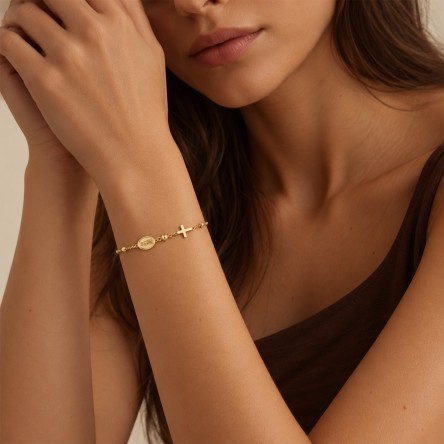 Our Lady Of F�tima Medal & Cross Hope Bracelet