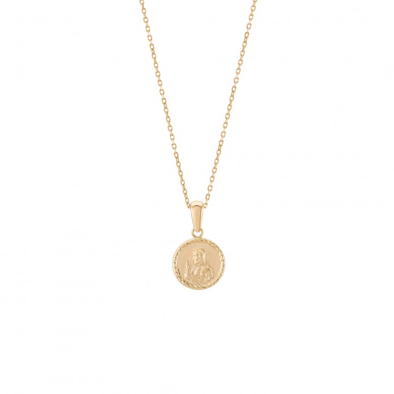 Pendente Ouro 14K Timeless Medalha Religiosa