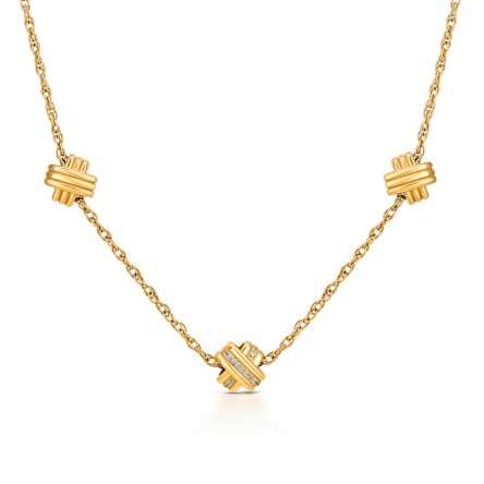 Knot Triple Crystal Golden Necklace