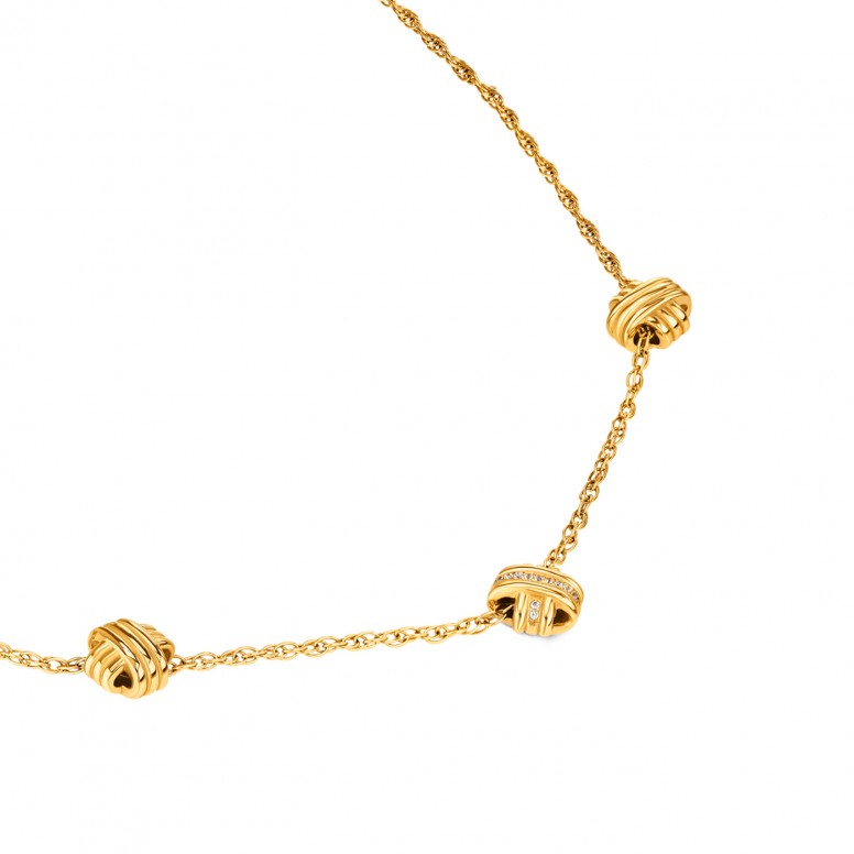Knot Triple Crystal Golden Necklace