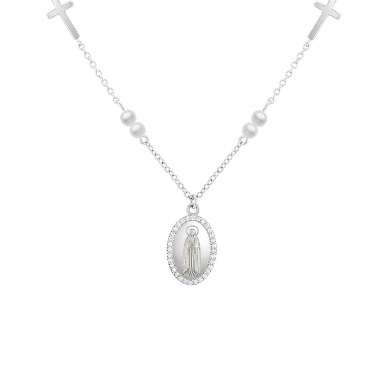Colar Hope Medalha Nossa Sra De F�tima Com P�rolas
