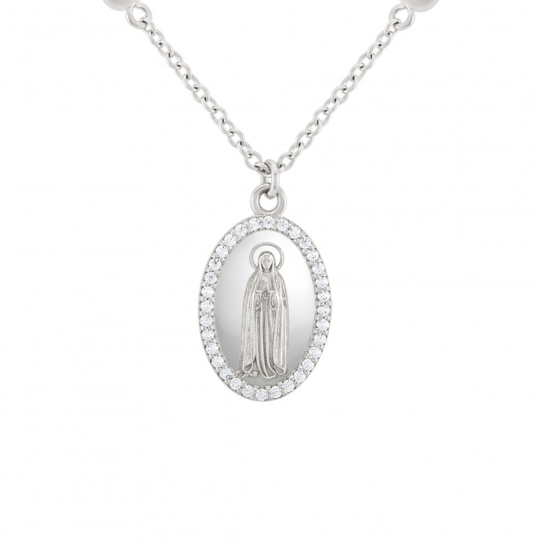 Colar Hope Medalha Nossa Sra De F�tima Com P�rolas