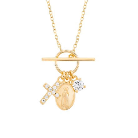 Our Lady Of F�tima Medal & Cross Hope Necklace