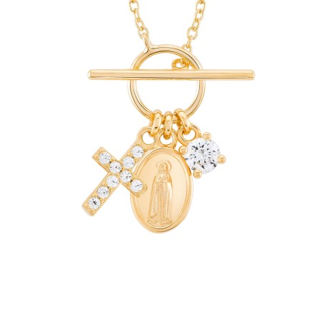 Our Lady Of F�tima Medal & Cross Hope Necklace