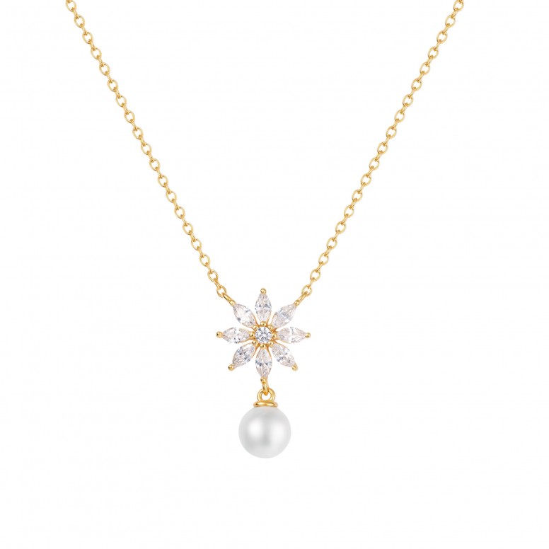 Colar Classy P�rolas e Flores