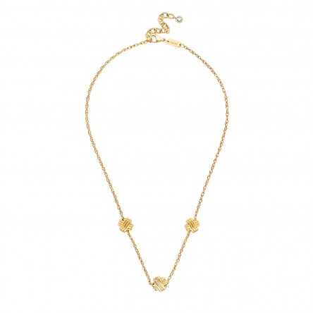 Knot Triple Crystal Golden Necklace