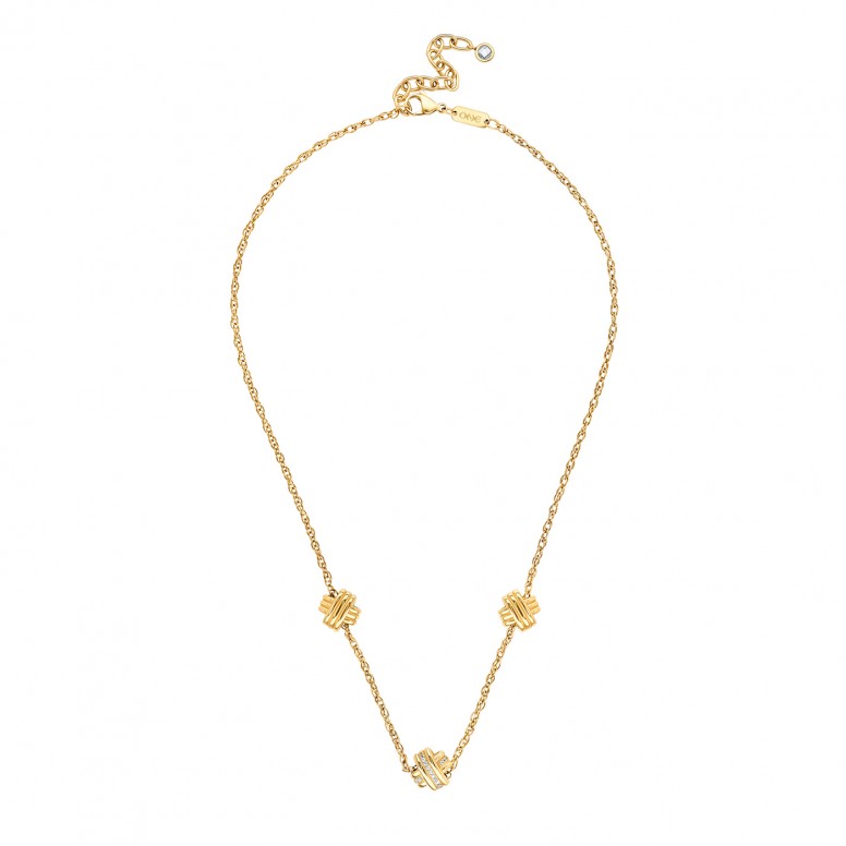 Knot Triple Crystal Golden Necklace