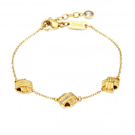 Knot Triple Crystal Golden Bracelet