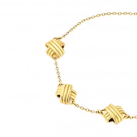 Knot Triple Crystal Golden Bracelet