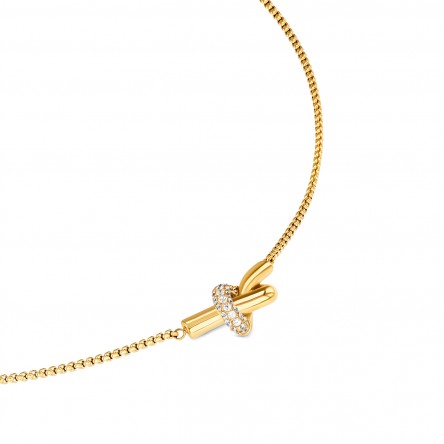 Knot Crystal Golden Necklace & Earrings Set