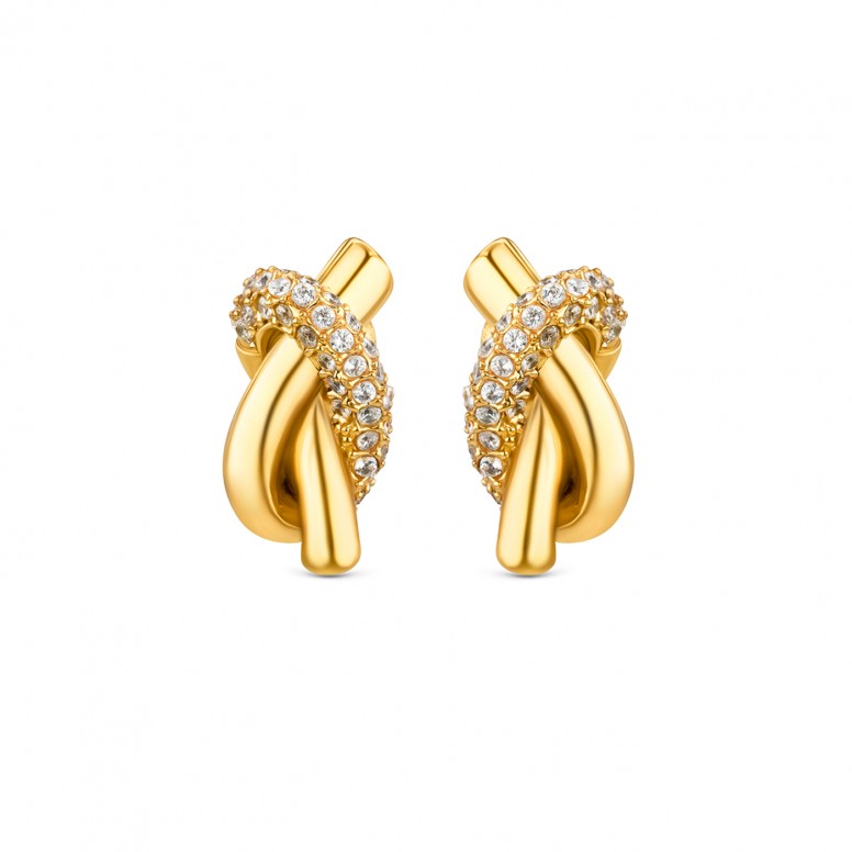 Knot Crystal Golden Necklace & Earrings Set