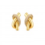 Knot Crystal Golden Necklace & Earrings Set