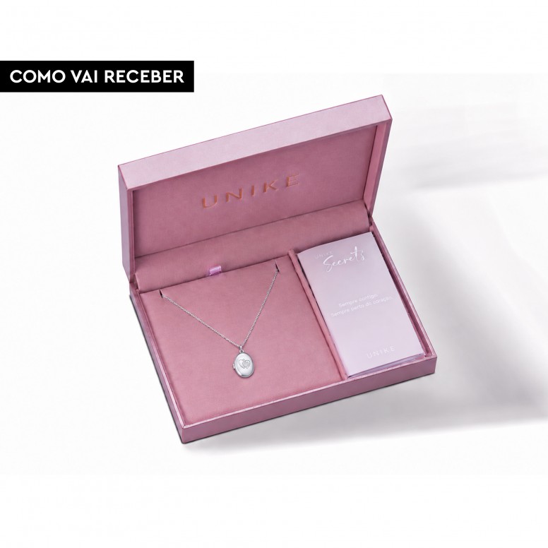 Colar Locket Secrets Oval Prateado