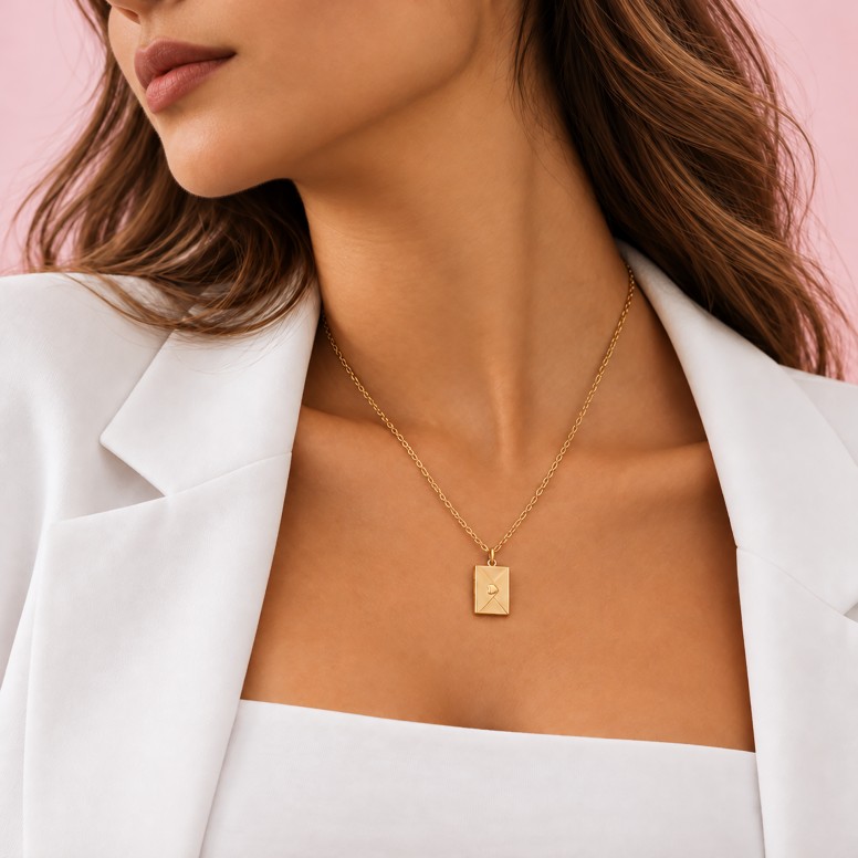 Colar Locket Secrets Carta Dourado