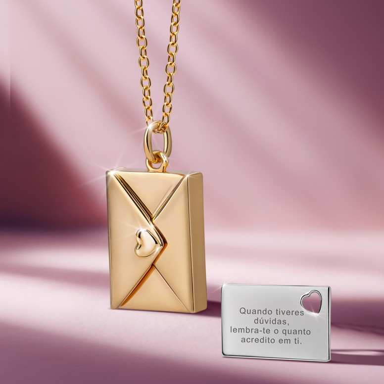 Colar Locket Secrets Carta Dourado