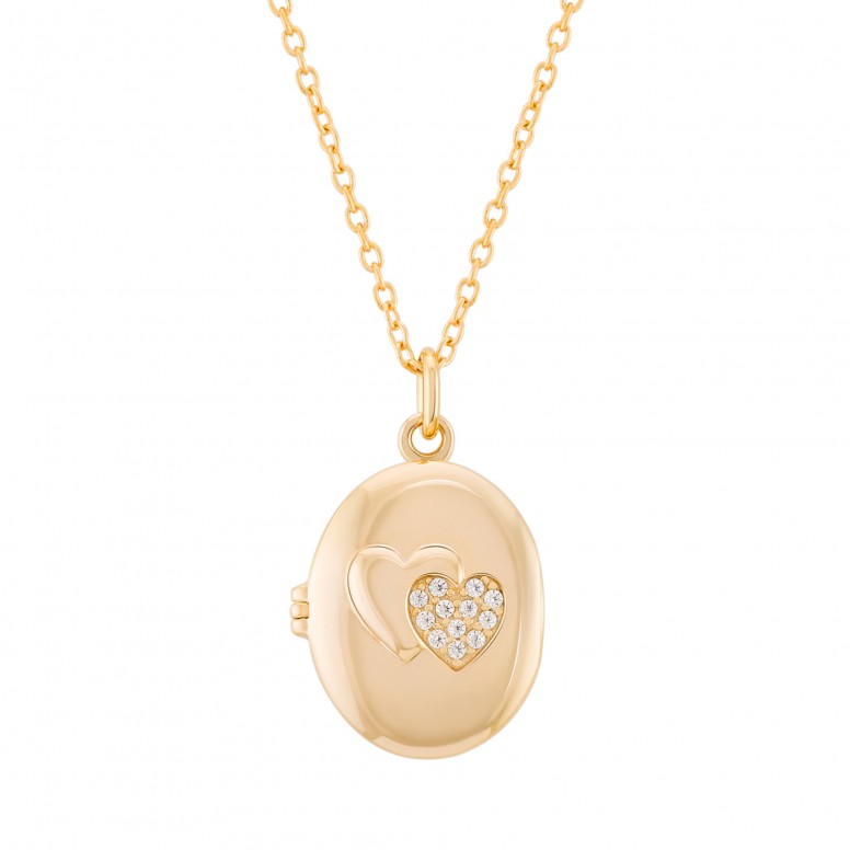 Colar Locket Secrets Oval Dourado