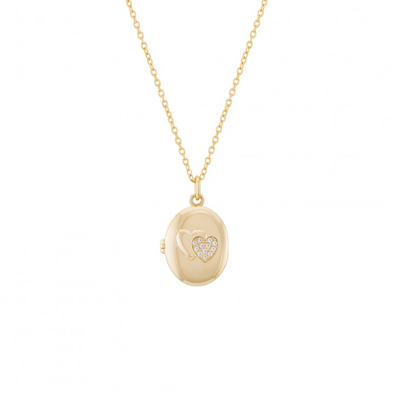 Colar Locket Secrets Oval Dourado