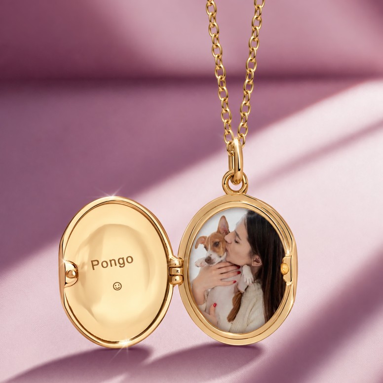 Colar Locket Secrets Oval Dourado