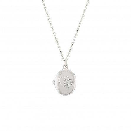 Collar Locket Secrets Oval Plateado
