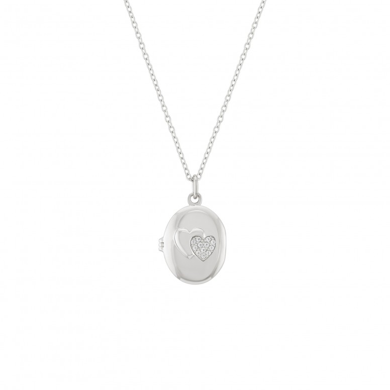 Colar Locket Secrets Oval Prateado