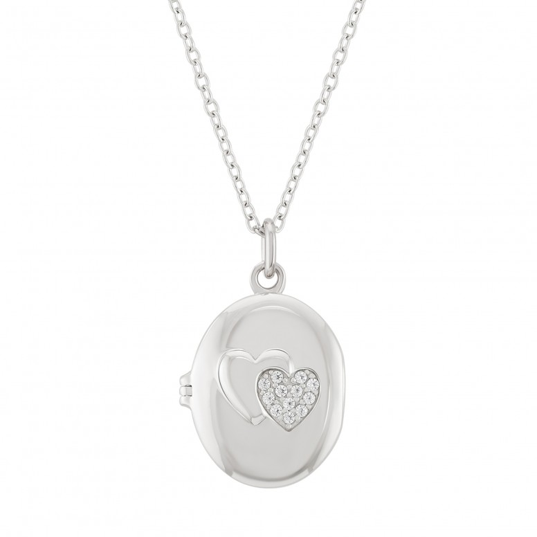 Colar Locket Secrets Oval Prateado