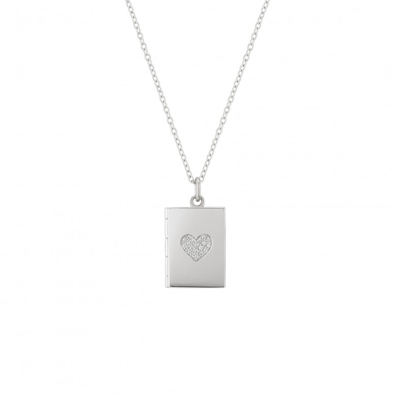 Colar Locket Secrets Livro Prateado