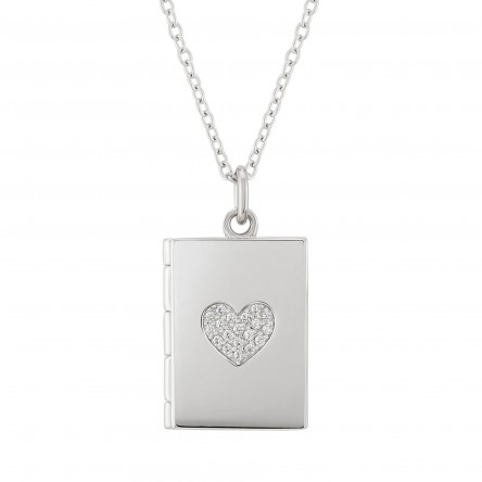 Colar Locket Secrets Livro Prateado