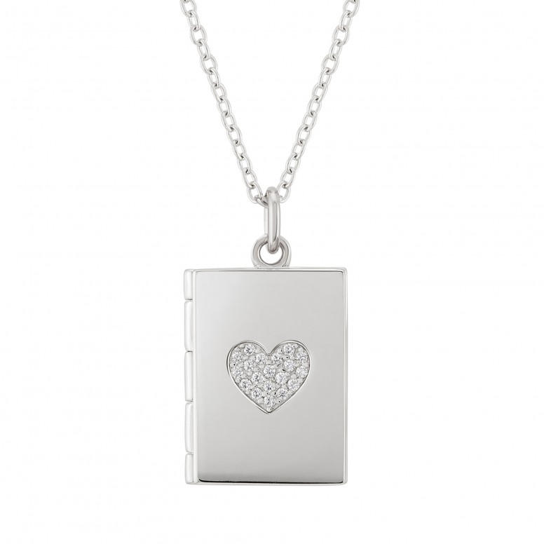 Colar Locket Secrets Livro Prateado