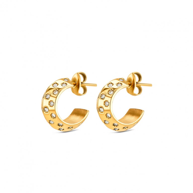 Brincos Chess Hoop Crystal Golden