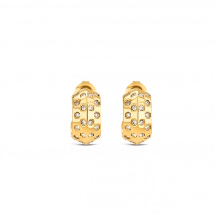 Brincos Chess Hoop Crystal Golden