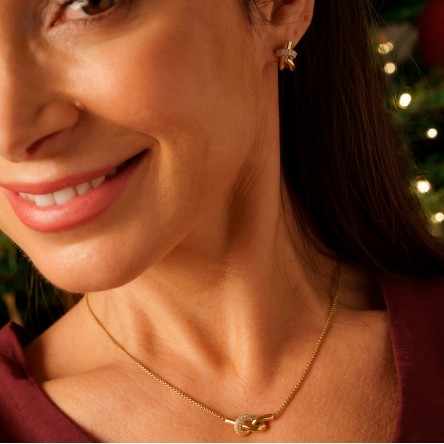 Conjunto Colar & Brincos Knot Crystal Golden
